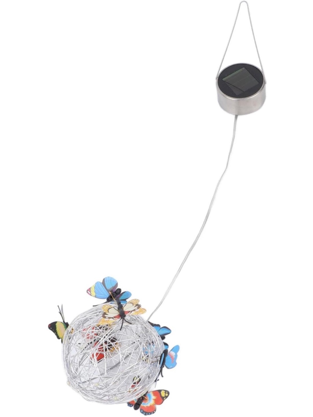 Silver Butterfly Solar Hanging Garden Light - Decorative Orb